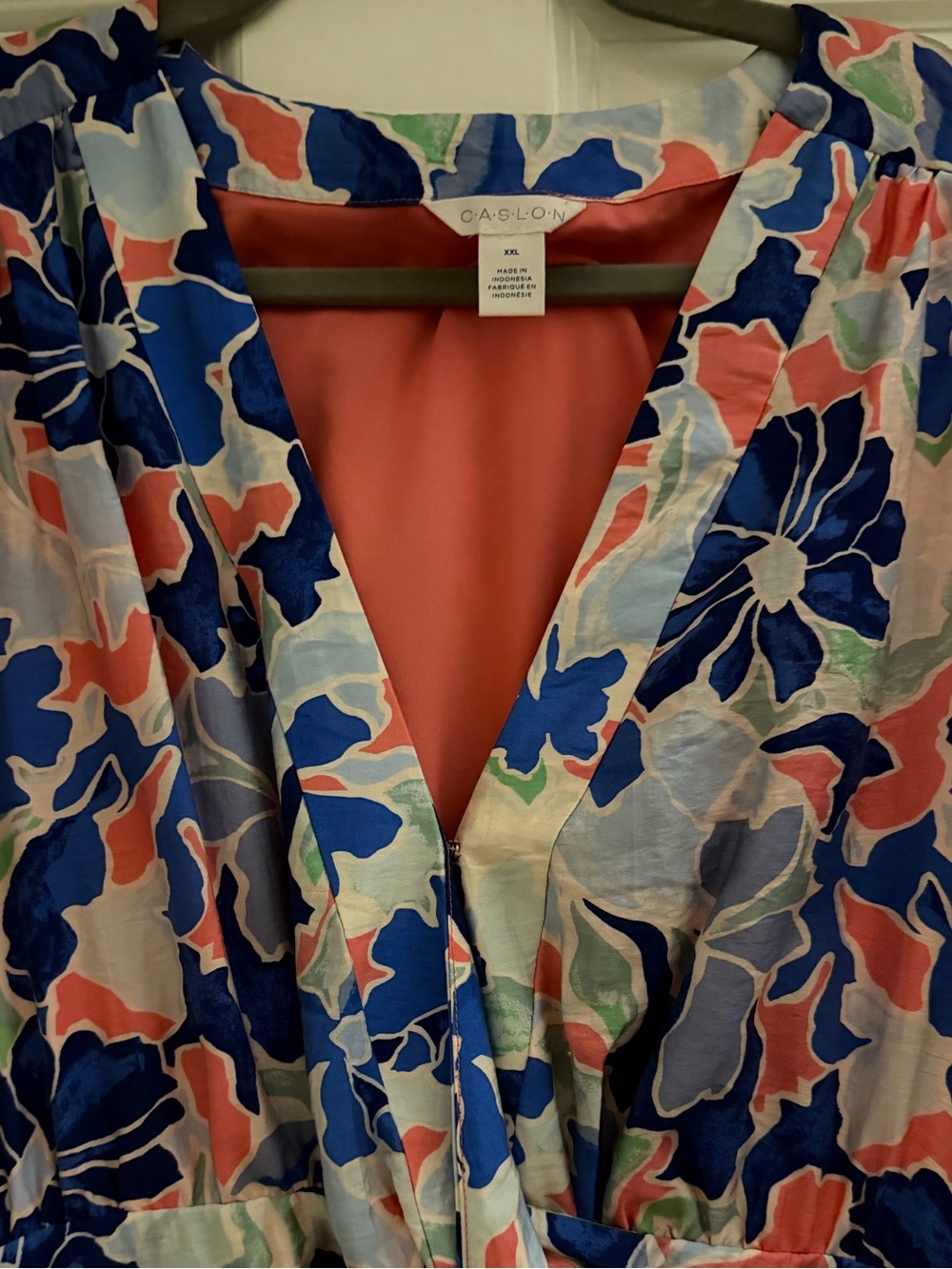 Caslon Floral Puff-Sleeve Maxi Dress in Blue and Pink - Picture 2 of 5